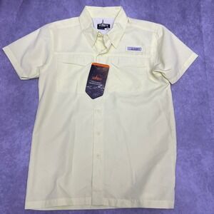 Habit Sandy Shoals Shirt Kids Youth Large Yellow NWT UPF 40 Short Sleeve Fishing